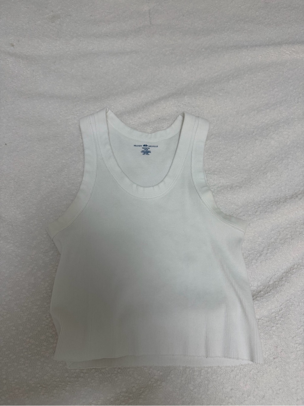 Brandy Melville White Ribbed Scoop Tank